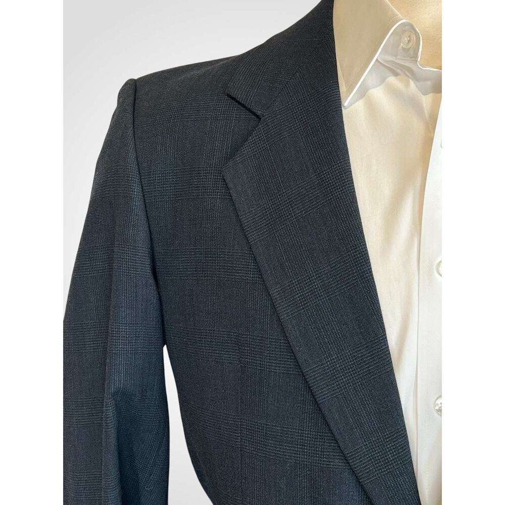 Versini Mens 40S 34x28 Midnight Navy Blue Tonal Glen Plaid Suit Twist Tech - Picture 8 of 16